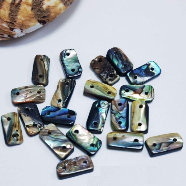 15x8mm Blue Abalone Shell Logo Decorative Button 100pcs