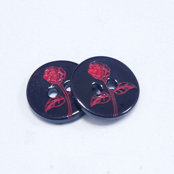 20L Chinese Style Black Red Floral Mother of Pearl Shell Buttons 100pcs