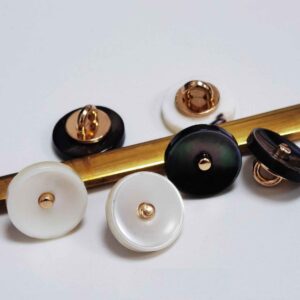 18L Black Ivory Mother of Pearl Shell Buttons Metal Shank 100 Pack