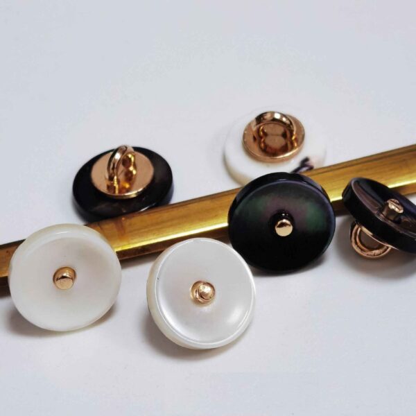 18L Black Ivory Mother of Pearl Shell Buttons Metal Shank 100 Pack