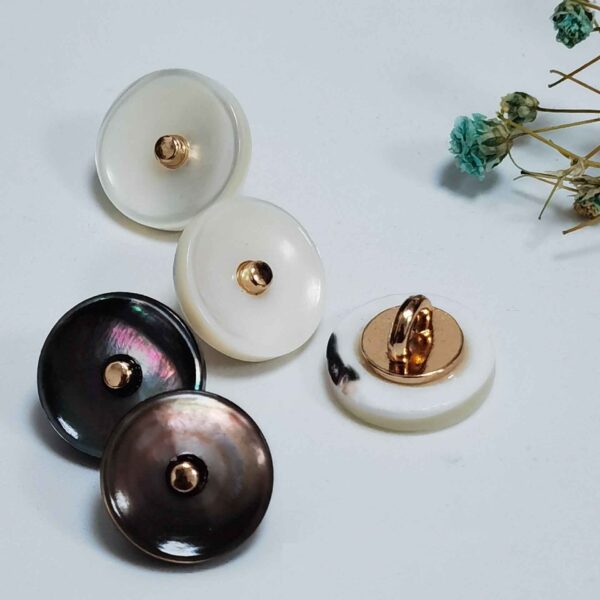 18L Black Ivory Mother of Pearl Shell Buttons Metal Shank 100 Pack