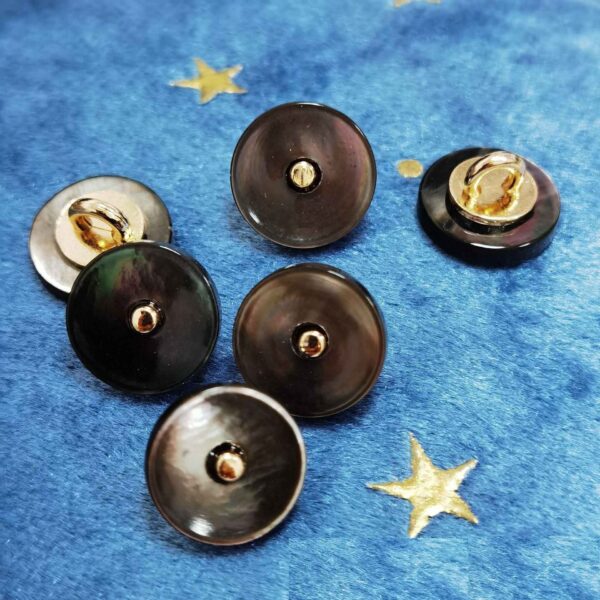 18L Black Ivory Mother of Pearl Shell Buttons Metal Shank 100 Pack