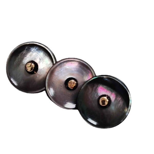 18L Black Ivory Mother of Pearl Shell Buttons Metal Shank 100 Pack