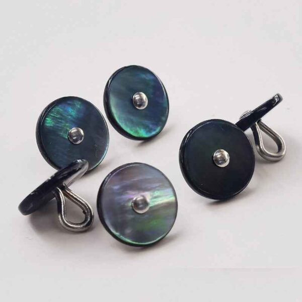 16L/18L Black Mother of Pearl Shell Buttons with Metal Shank 100pcs
