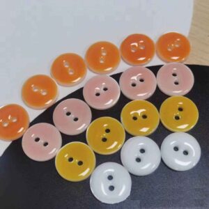 24L (15mm) Round 2-Hole Resin-Coated Shell Buttons 100 Pack