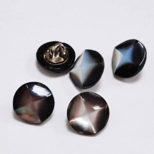 16L Diamond-Cut Black Mother of Pearl Buttons Metal Shank 100PCS