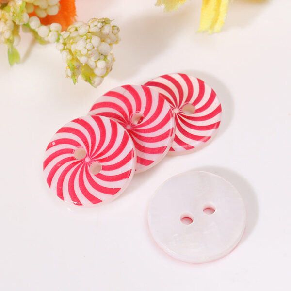 12.5mm Rose Printed Round Two-Hole Shell Buttons - Image 4