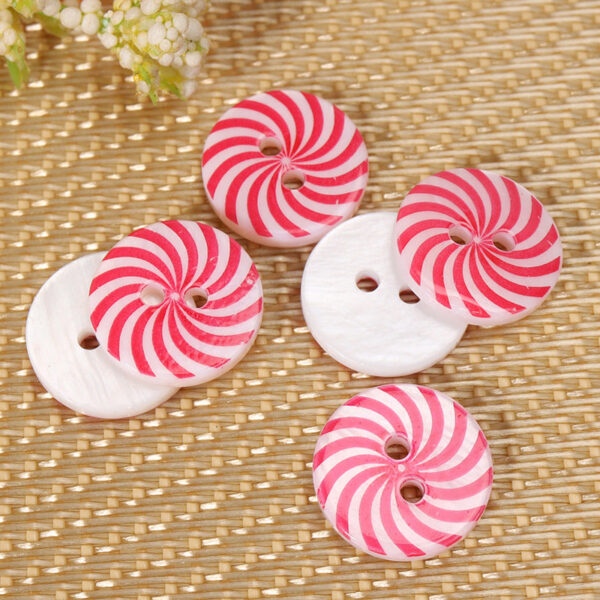 12.5mm Rose Printed Round Two-Hole Shell Buttons - Image 2