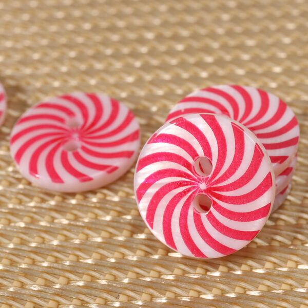 12.5mm Rose Printed Round Two-Hole Shell Buttons - Image 3