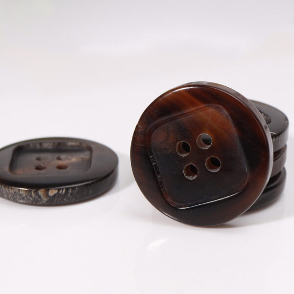 23mm Coffee-Colored Square Four-Hole Horn Buttons - Image 2