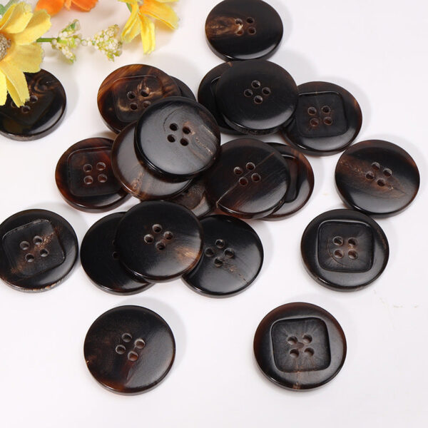 23mm Coffee-Colored Square Four-Hole Horn Buttons - Image 4