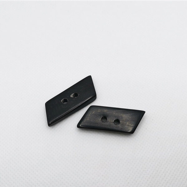 28mm Black Trapezoid Sliced Horn Coat Buttons 4pcs - Image 2