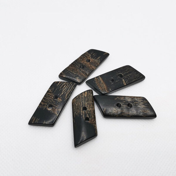28mm Black Trapezoid Sliced Horn Coat Buttons 4pcs - Image 3