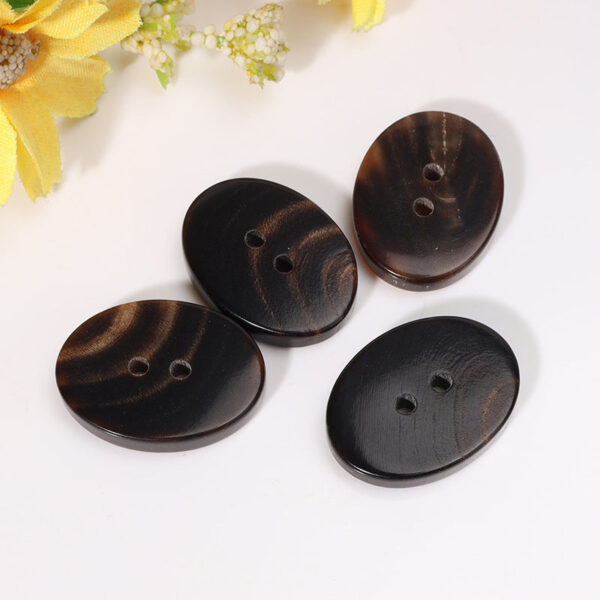 23mm Oval Two-Hole Dark Coffee Horn Buttons - Image 3