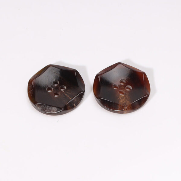 23mm Hexagonal Four-Hole Coffee-Colored Horn Buttons 10pcs - Image 4