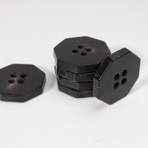 20mm Octagonal Four-Hole Black Horn Buttons 12PCS - Image 3