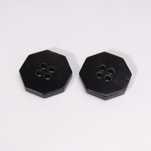 20mm Octagonal Four-Hole Black Horn Buttons 12PCS - Image 2