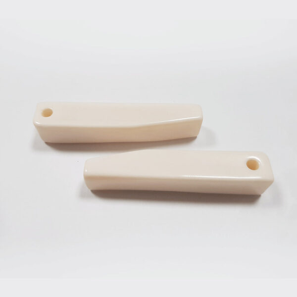 56mm Ivory White Rectangular Bone Coat Buttons 2pcs - Image 3