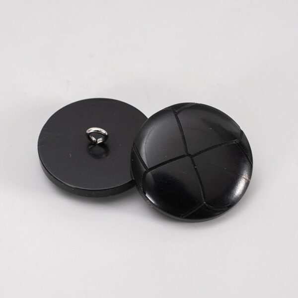 25mm Round Black Vintage Horn Buttons with Shank 10pcs - Image 2