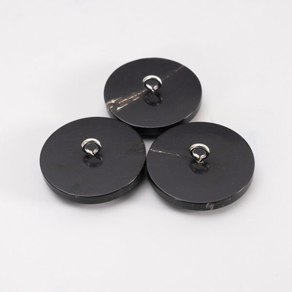 25mm Round Black Vintage Horn Buttons with Shank 10pcs - Image 4