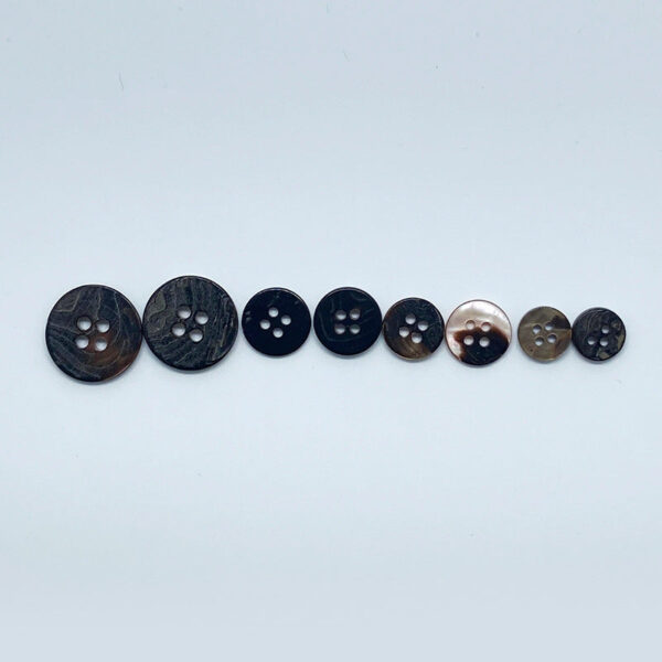 18mm Natural Round Four-Hole Coffee Shell Buttons - Image 2