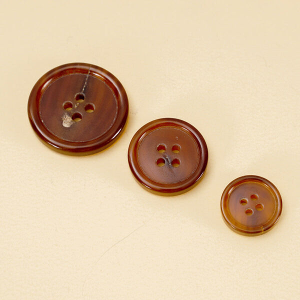 40/44/48L Black Coffee Horn Round Four-Hole Suit Buttons 10pcs - Image 3
