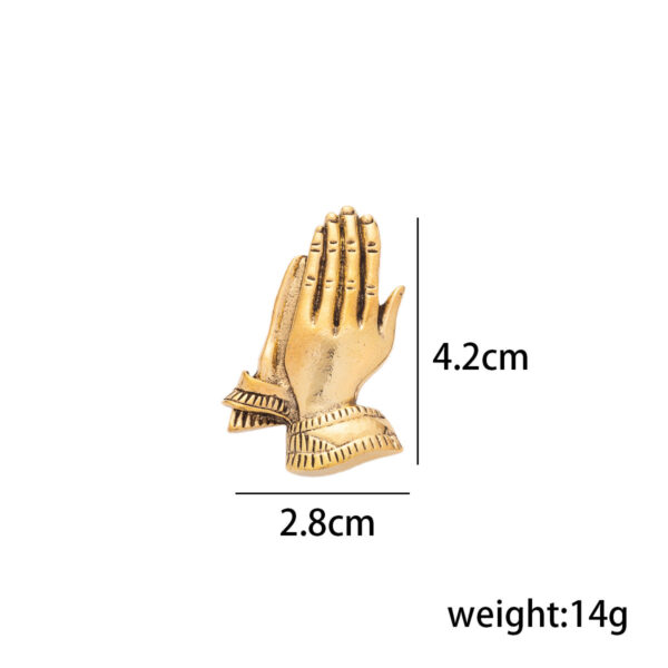 Zinc Alloy Metal Brooch Praying Hands Men's Suit Lapel Pin 3pcs