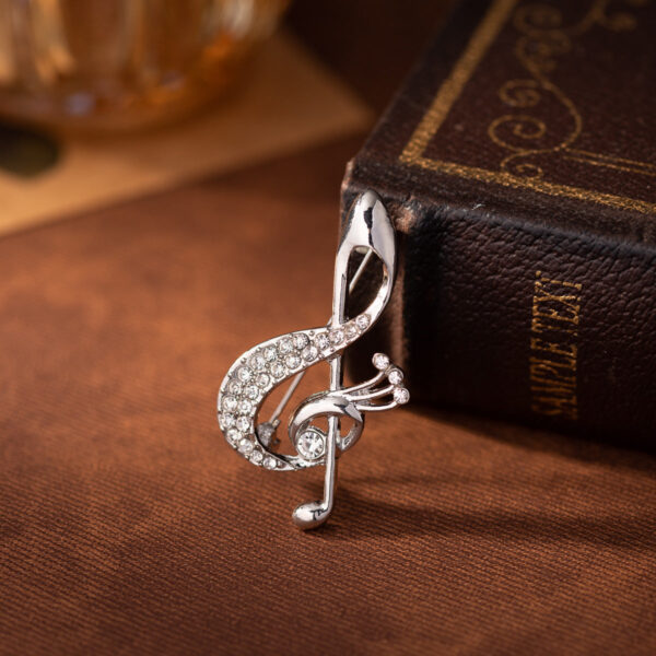 Diamond Musical Note Metal Brooch Retro Gift for Musicians 3pcs - Image 5
