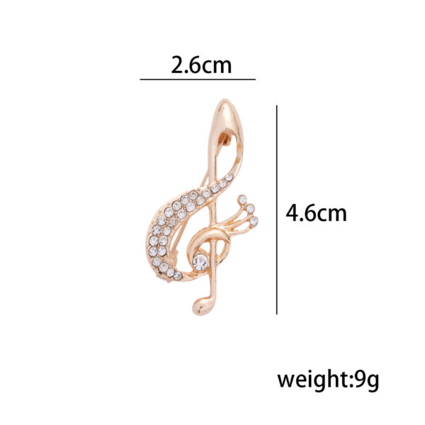 Diamond Musical Note Metal Brooch Retro Gift for Musicians 3pcs - Image 2