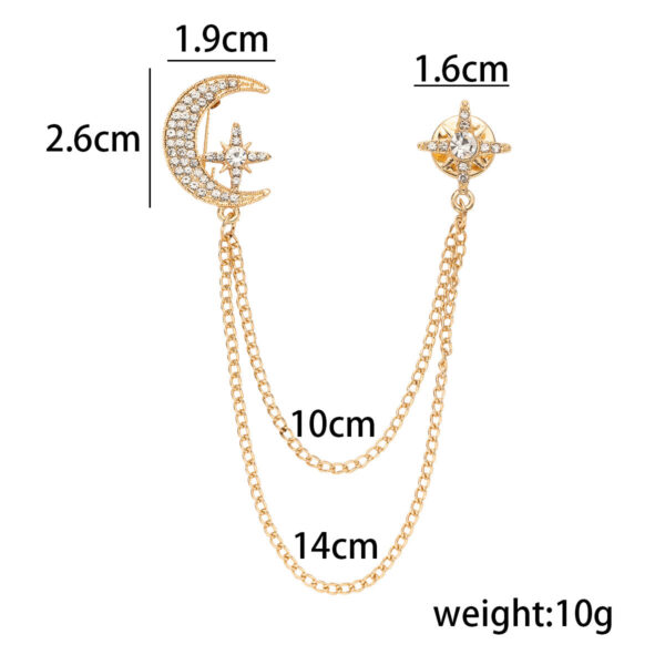 Creative Moon Chain Brooch - Gold and Silver 2-Piece Set - Image 3