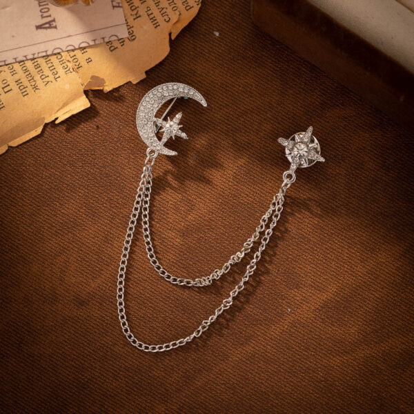 Creative Moon Chain Brooch - Gold and Silver 2-Piece Set - Image 5