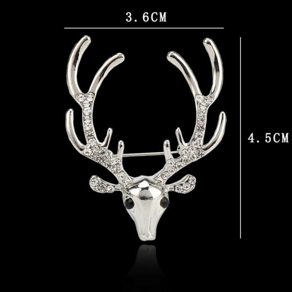 Christmas Rhinestone Reindeer Metal Pin Brooch for Suits 3pcs - Image 3