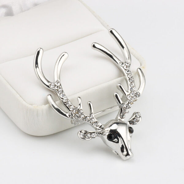 Christmas Rhinestone Reindeer Metal Pin Brooch for Suits 3pcs - Image 5