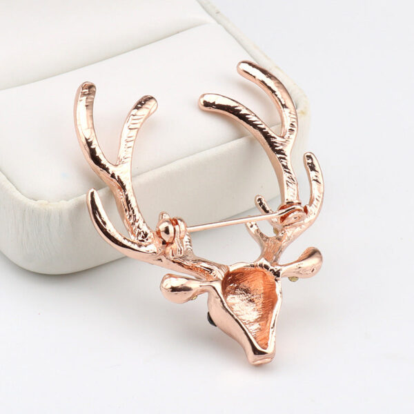 Christmas Rhinestone Reindeer Metal Pin Brooch for Suits 3pcs - Image 2