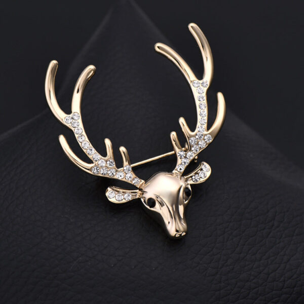 Christmas Rhinestone Reindeer Metal Pin Brooch for Suits 3pcs - Image 4