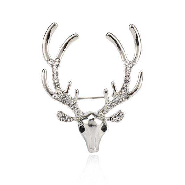Christmas Rhinestone Reindeer Metal Pin Brooch for Suits 3pcs