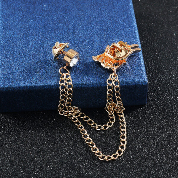 Dragon Head Rhinestone Chain Collar Brooch Lapel Pin 5pcs - Image 4