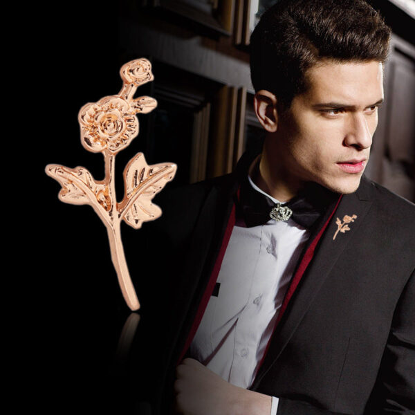 Metal Branch and Flower Badge Brooch Pin 8pcs - Image 2