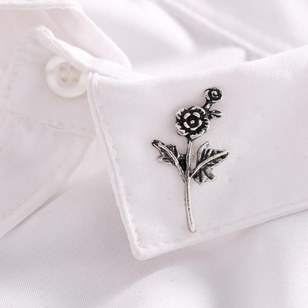 Metal Branch and Flower Badge Brooch Pin 8pcs - Image 5
