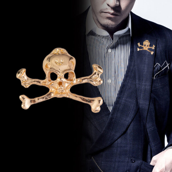 Punk Skeleton Skull Metal Brooch Medal Pin for Men Suit 5pcs - Image 2