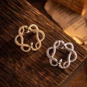 Retro Gold and Silver Flower and Snake Metal Brooch 4pcs