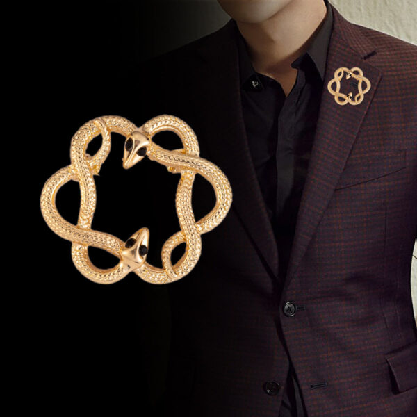 Retro Gold and Silver Flower and Snake Metal Brooch 4pcs - Image 2
