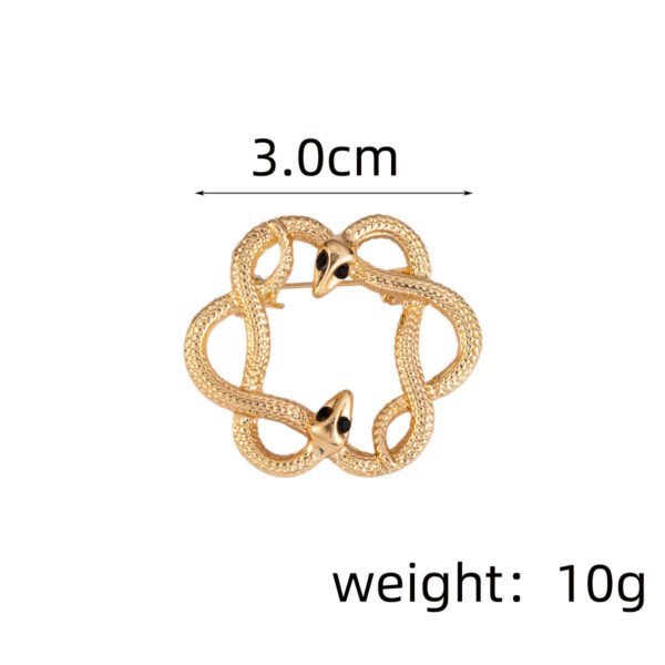 Retro Gold and Silver Flower and Snake Metal Brooch 4pcs - Image 4