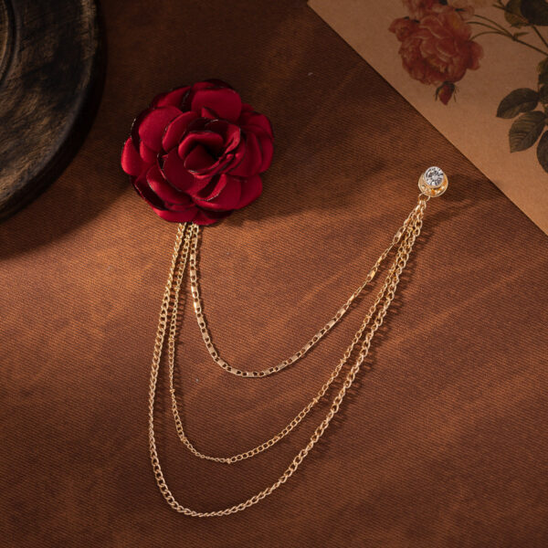 Luxurious Women's Fabric-Edged Flower Chain Brooch 2pcs