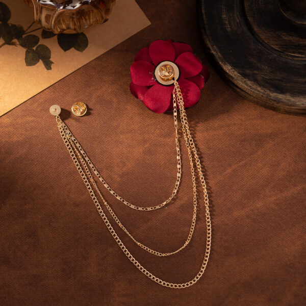 Luxurious Women's Fabric-Edged Flower Chain Brooch 2pcs