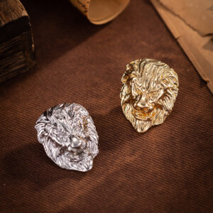 Lion Head Brooch for Men Retro Alloy Animal Pin 2 Pack