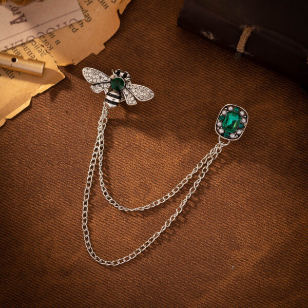 Bee Tassel Diamond-Inlaid Emerald Brooch for Women Suit 2 Pack - Image 4