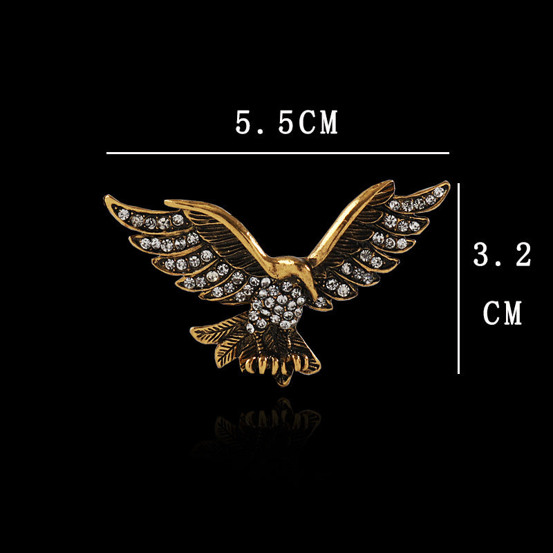 Retro Gold Silver Eagle Spreading Wings Diamond Brooch 2 Pack - Image 3