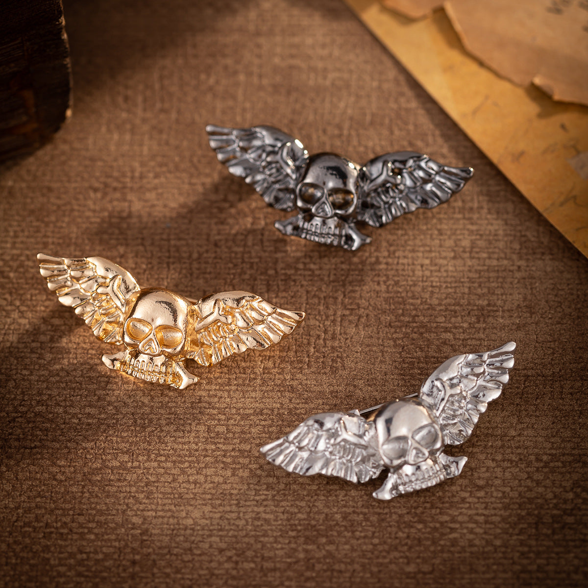 Retro Creative Winged Skull Fashion Brooch 3 Pack