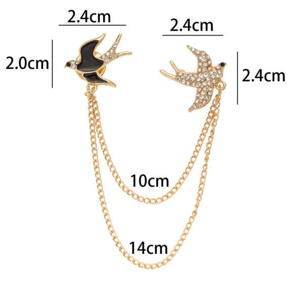 Flying Swallows Chain Metal Brooch Pin for Women Fashion Suit 2 Pack - Image 5